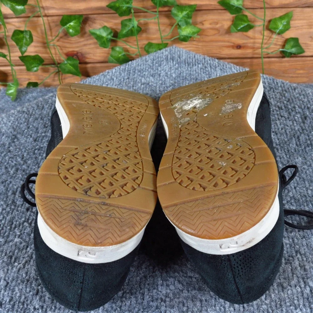 Revere Athens Women Casual Sneaker Size 8 Wide Walking‎ Shoe Black Leather